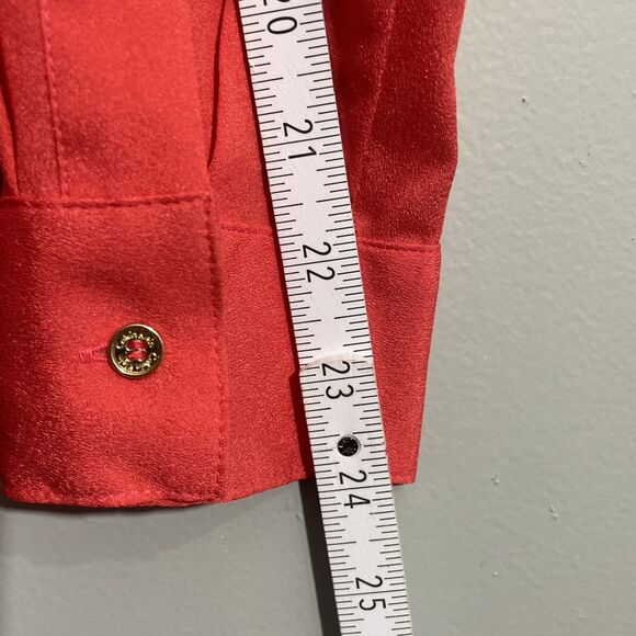 Calvin Klein Women’s Coral Long Sleeve Top Size S Roll Tab Sleeves Waist Blouse - Picture 8 of 13